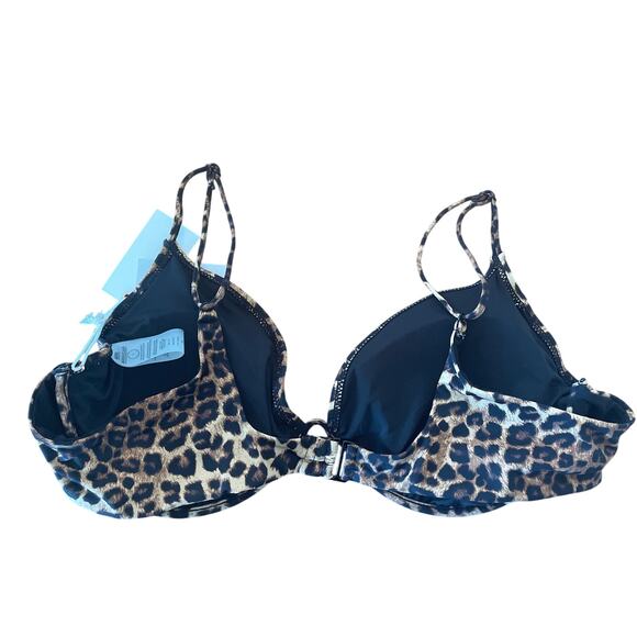 NWT Good American Showoff Curve Bikini Top Leopard Print Swimwear Beach Size 8 - Picture 3 of 8